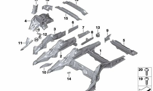 Radhaus trasero izquierdo para BMW F92, G15 (OEM 41007428899). Original BMW.