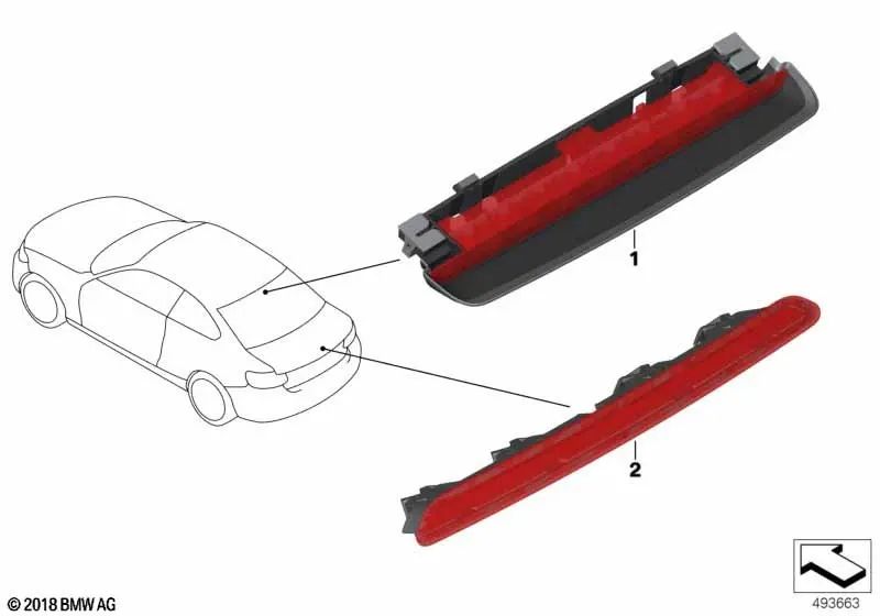 Tercera Luz de Freno para BMW Serie 2 F22, F23, F87 (OEM 63257311541). Original BMW