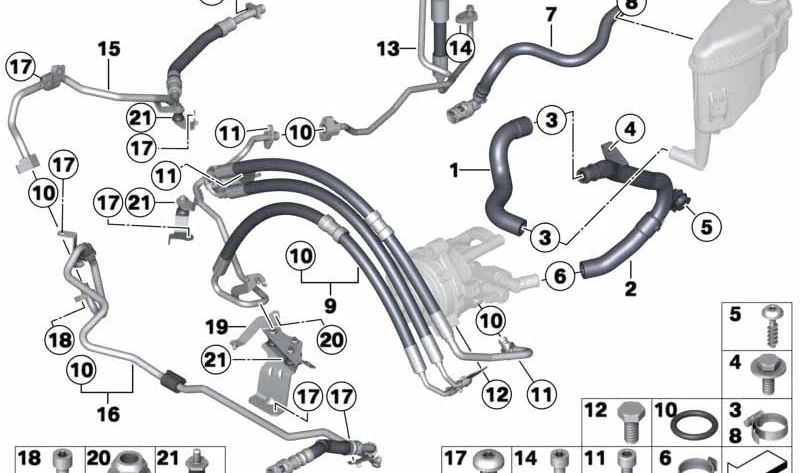 Manguera de Expansión Dynamic Drive para BMW Serie 5 F07, F10, F11, Serie 6 F06, F12, F13, Serie 7 F01, F02 (OEM 32416853948). Original BMW