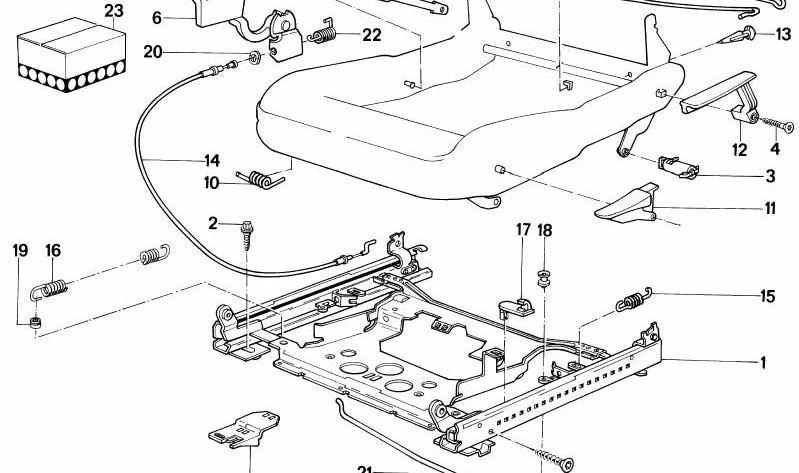 Carril del asiento izquierdo para BMW E34 (OEM 52108155177). Original BMW.