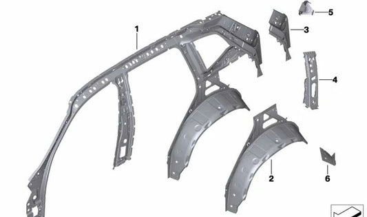 Estructura lateral interior derecha OEM 41007494132 para BMW G01, G08, F97. Original BMW.