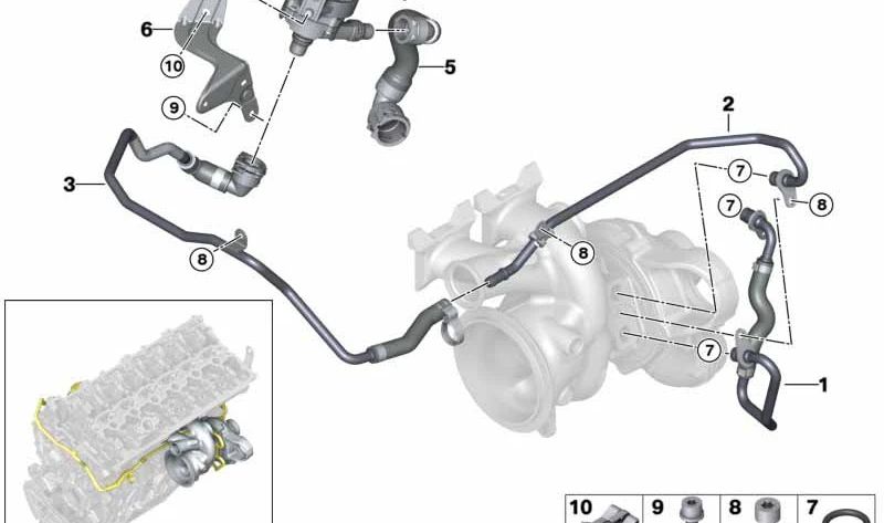 Conducción Turbocompresor de Escape-Bomba de Refrigerante para BMW F20N, F21N, F22, F23, F30N, F31N, F34N, F32, F33, F36, G30, G31, G38, G32, G11, G12, G01, G02 (OEM 11538666856). Original BMW