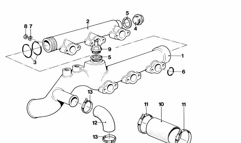 Tubería de refrigerante para BMW Serie 5 E28, Serie 6 E24 (OEM 11531304113). Original BMW