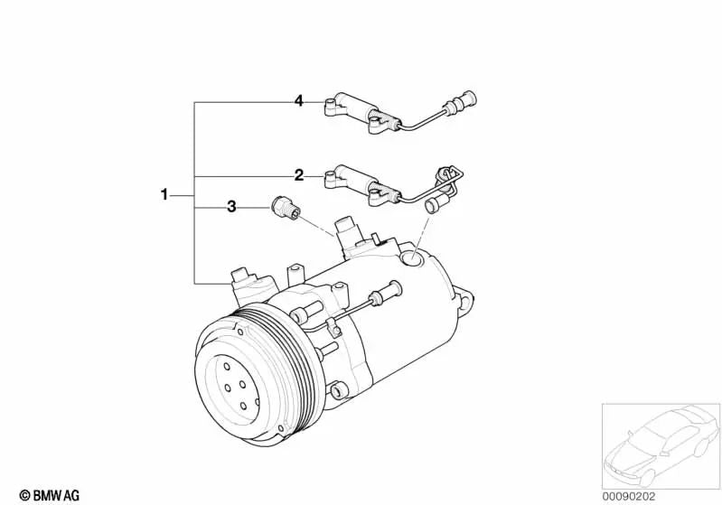 Compresor de aire acondicionado para BMW E46, E39 (OEM 64528386650). Original BMW