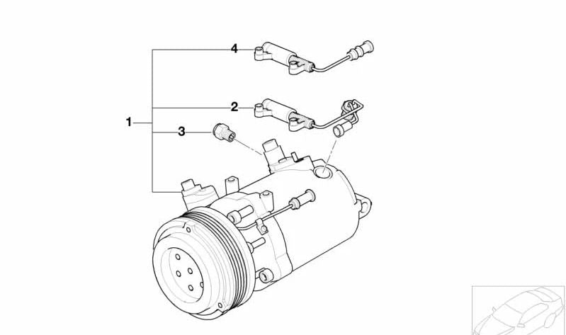 Compresor de aire acondicionado OEM 64526910459 para BMW E46, E39, E38. Original BMW.