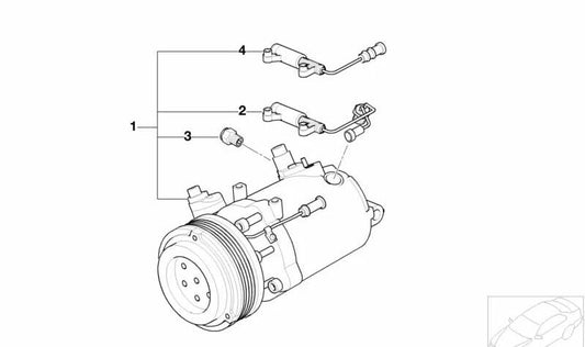 Compresor de aire acondicionado OEM 64526910459 para BMW E46, E39, E38. Original BMW.