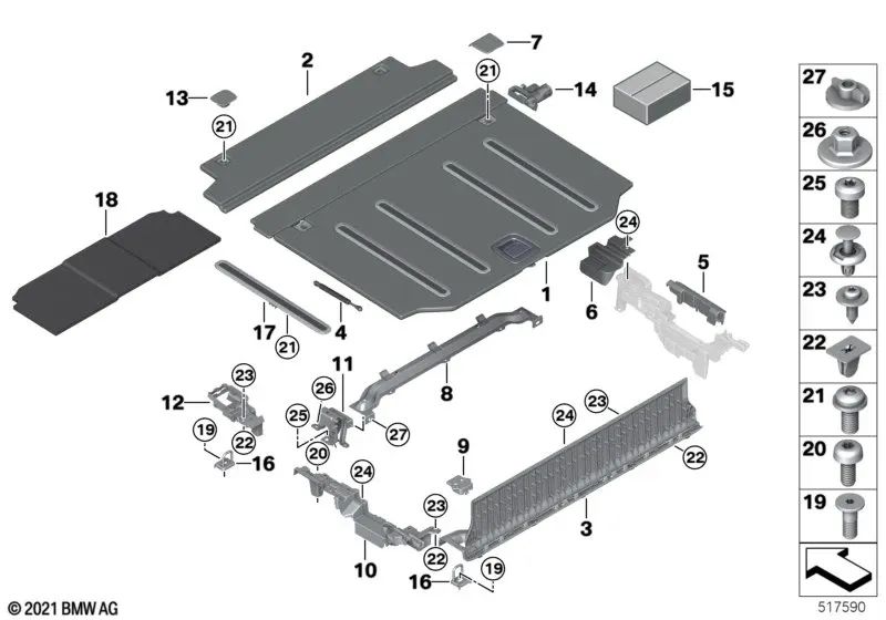 Linke Längsträgerabdeckung für BMW X5 F95, G05 (OEM 51479483035). Original BMW.