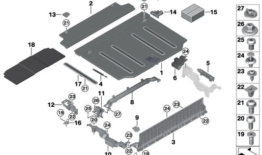 Aislamiento Acústico Fondo de Inserción para BMW X5 F95, G05 (OEM 51479484523). Original BMW