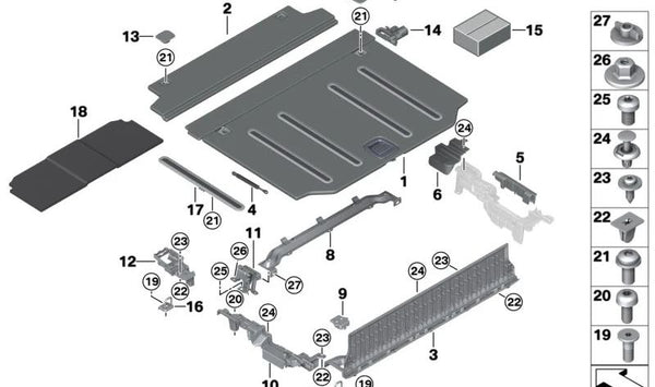 Cubierta de Bisagra para BMW X5 F95, G05, X7 G07 (OEM 51475A0B782). Original BMW