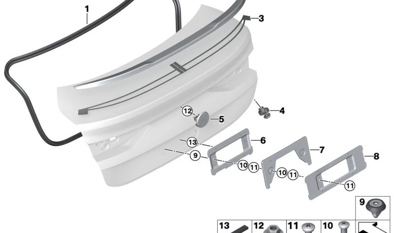 **Junta de estanqueidad para portón trasero OEM 51767224108 para BMW F44. Original BMW.**