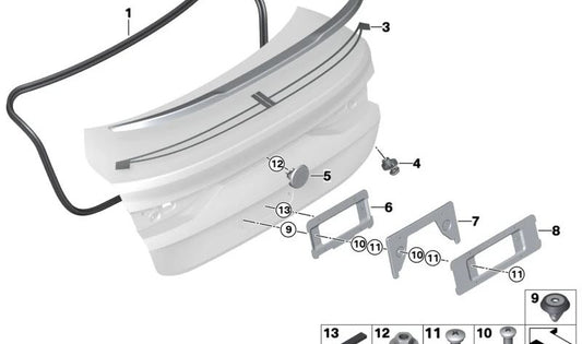 OEM -Registrierungsunterstützung 51497490214 für BMW F44 (Serie 2 Grand Coupé). Original BMW.