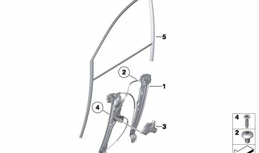 Front right window guide for BMW F01, F01N, F02, F02N, F04 (OEM 51337178010). Original BMW.