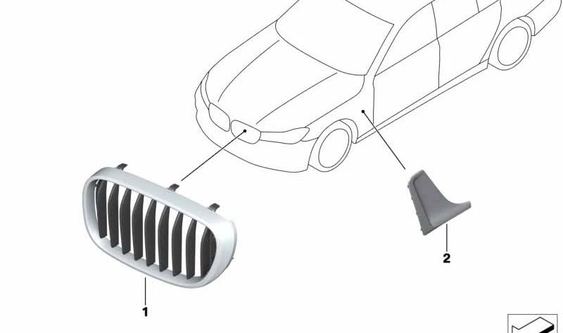 Rejilla decorativa delantera izquierda para BMW Serie 7 G11, G12 (OEM 51138065541). Original BMW