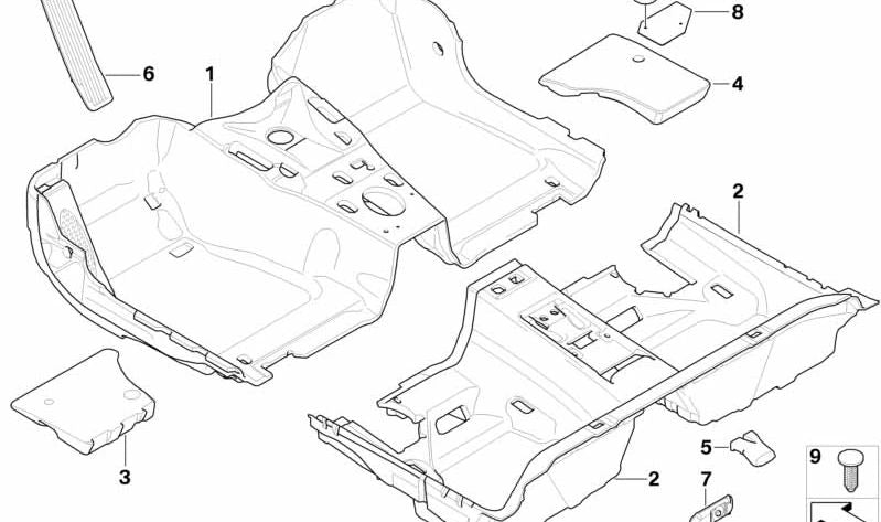 Rear floor liner for BMW E81, E82 (OEM 51477265668). Original BMW