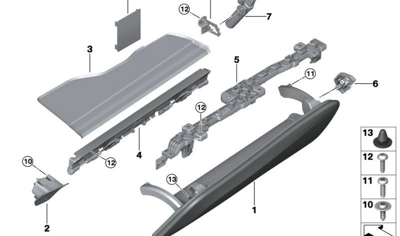 Amortiguador para guantera OEM 51169350156 para BMW F90, G30, G31, G38, G32, G11, G12. Original BMW.