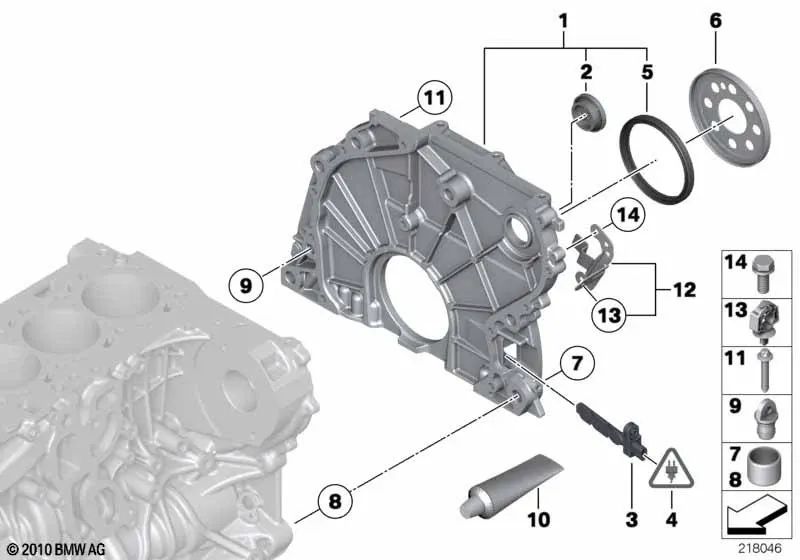 Cubierta de cadena para BMW Serie 3 E90N, E91N, E92, E92N, E93, E93N, F30, F30N, F31, F31N, F34, F34N, Serie 4 F32, F32N, F33, F33N, F36, F36N, Serie 5 F07, F10, F11, Serie 6 F06, F12, F13, Serie 7 F01, F02, X3 F25, X4 F26, X5 E70N, F15, X6 E71, F16 (OEM