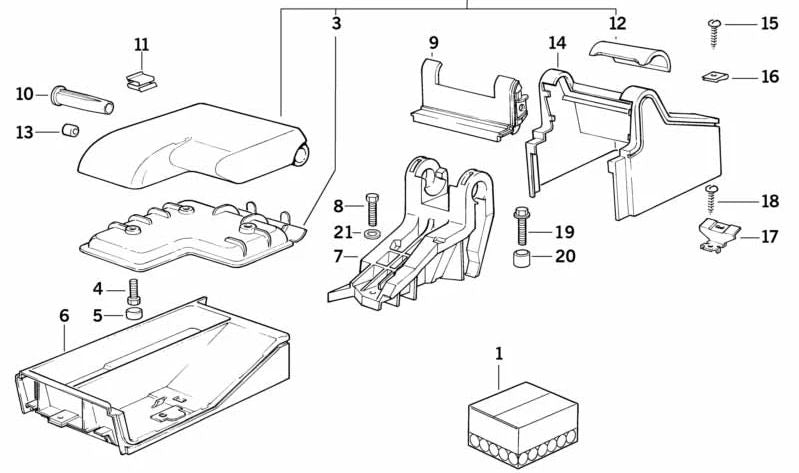 Parte Inferior de la Consola para BMW Serie 3 E36 (OEM 51168190475). Original BMW