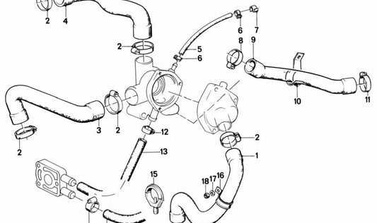 Manguera de agua para BMW E28 (OEM 11531272853). Original BMW