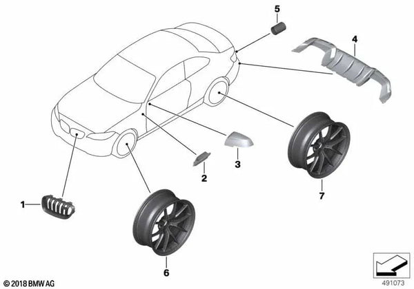 Embellecedor de salida de escape cromo negro para BMW F87N (OEM 18308047194). Original BMW