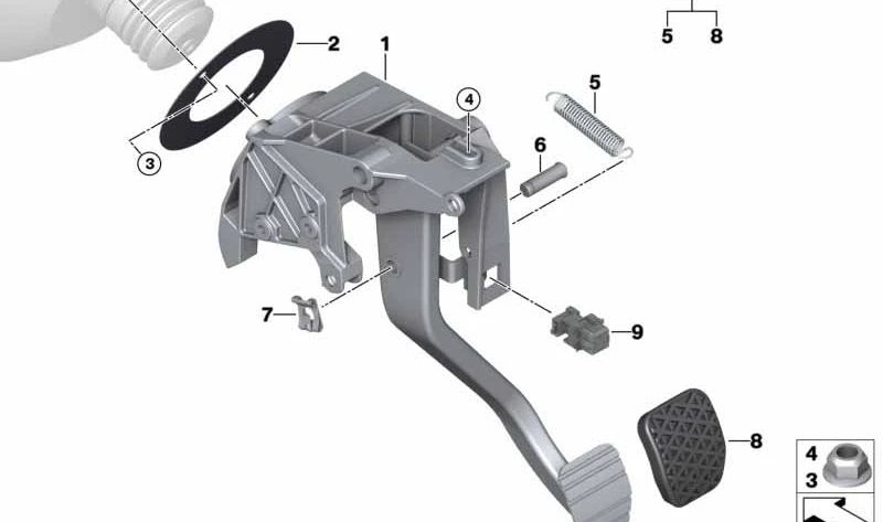 Mecanismo del pedal de cambio de doble embrague para BMW Serie 3 E90, E92, E93 (OEM 35002283225). Original BMW