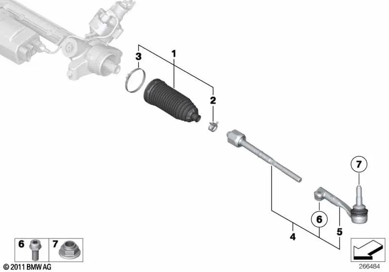 Barra de dirección izquierda para BMW Serie 3 G80, G81, Serie 4 G82, G83 (OEM 32107885131). Original BMW