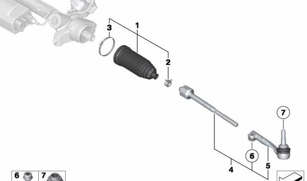 Rótula de suspensión derecha OEM 32105A60A66 para BMW G05, G18, F95, G06, F96, G07, G09. Original BMW