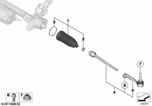 Faltenbalg-Reparatursatz für BMW E81, E82, E87, E88, E90, E91, E92, E93, E91, E92, E93, E84 (OEM 32102353823). Original BMW