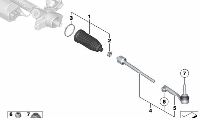 Kit de Reparación de Fuelle para BMW I12, I15, X5 F15, F85, X6 F16, F86 (OEM 32106865426). Original BMW