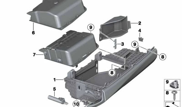 Guantera OEM 51169205981 para BMW Serie 5 (F10, F11). Original BMW