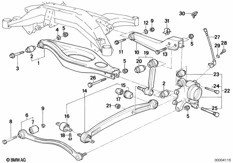 Brazo de suspensión para BMW Serie 8 E31 (OEM 33321138015). Original BMW.