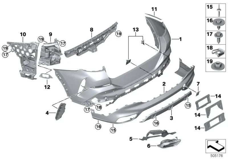 Cubierta del parachoques trasero para BMW G06, G06N (OEM 51128099211). Original BMW