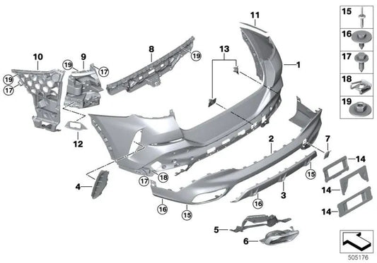 Cubierta del parachoques trasero para BMW G06, G06N (OEM 51128099211). Original BMW