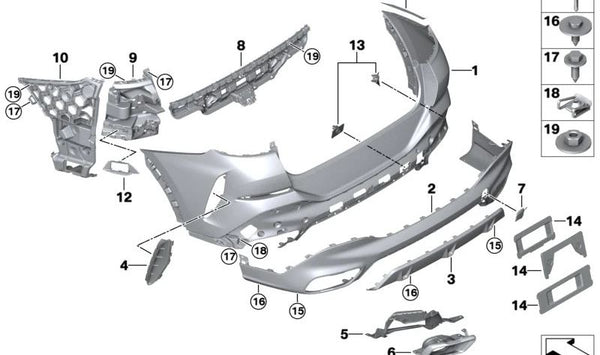 Soporte parachoques trasero derecho para BMW X6 G06N (OEM 51128085684). Original BMW