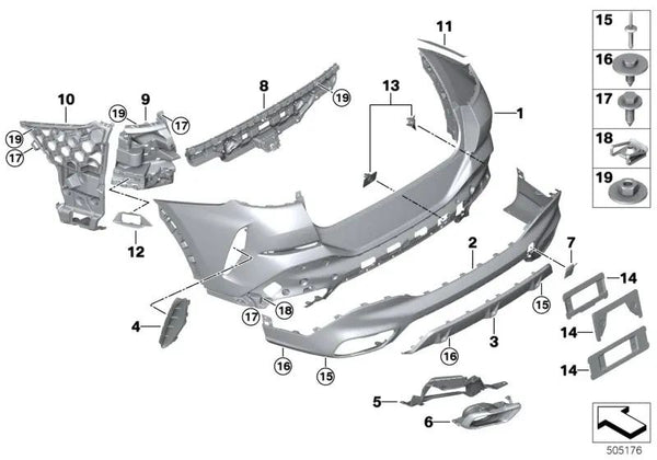 Soporte paragolpes trasero derecho para BMW X6 G06 (OEM 51128069964). Original BMW.