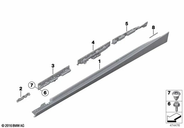 Revestimiento lateral imprimado izquierdo para BMW F34, F34N (OEM 51777371889). Original BMW