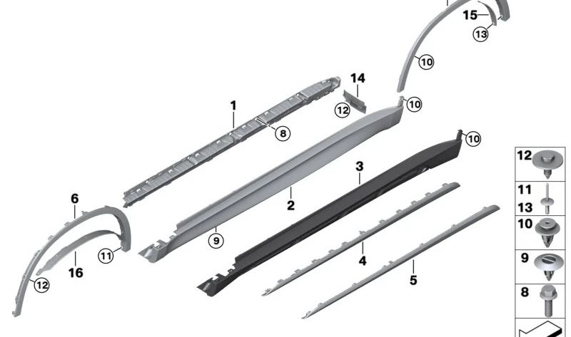 Revestimiento de arco de rueda delantero derecho OEM 51777378582 para BMW F15, F85. Original BMW.