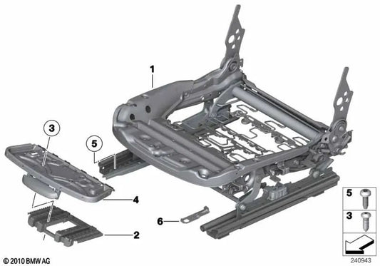 Right Seat Mechanism for BMW 1 Series E87, E87N, 3 Series E90, E90N, E91, E91N, X1 E84 (OEM 52107118424). Original BMW.