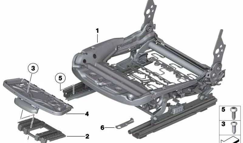 Mecanismo de asiento derecho para BMW E87, E90, E91, E84 (OEM 52107139026). Original BMW