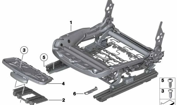 Mecanismo de asiento derecho para BMW E87, E90, E91, E84 (OEM 52107139026). Original BMW