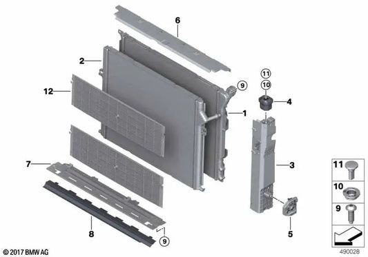 Radiador de Refrigerante para BMW Serie 3 F30N, F31N, F34N, Serie 4 F32, F33, F36 (OEM 17118652495). Original BMW.