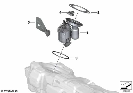 Unidad de reenvío para BMW Serie 2 G42, Serie 3 G20, G21, G28, Serie 4 G22, G23, G26 (OEM 16117473447). Original BMW.