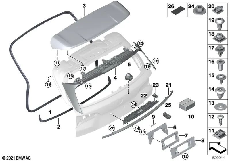 Reverse Chamber -Unterstützung für BMW X7 G07 (OEM 51139447859). Original BMW.