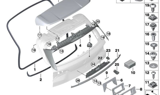 Listón de Agarre del Maletero para BMW G07 (OEM 51137458169). Original BMW