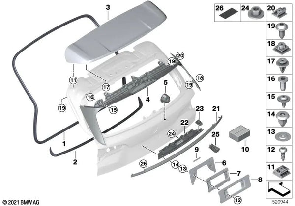 Soporte cámara de marcha atrás para BMW X7 G07 (OEM 51139447859). Original BMW.