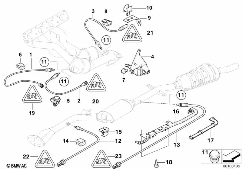 Soporte para el cable de la sonda lambda para BMW Serie 3 E46, Z4 E85 (OEM 11787506540). Original BMW