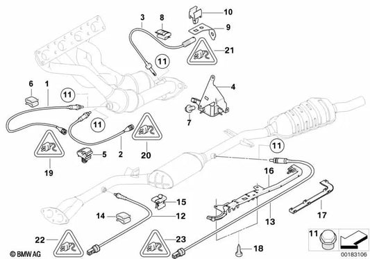 Lambda probe cable holder for BMW 3 Series E46, Z4 E85 (OEM 11787506540). Original BMW