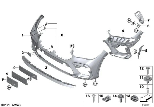 Soporte de matrícula delantero para BMW X5 F95, X6 F96 (OEM 51138069930). Original BMW