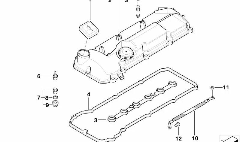 Junta de tapa de balancines OEM 11127521009 para BMW E46, E39, E60, E61, E38, E65, E66, X5 E53, Z3, Z4. Original BMW.