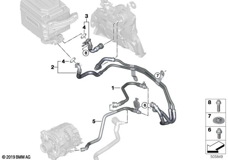 Cable de generador de arranque - Batería para BMW Serie 3 G20, G21, Serie 4 G22, G23, G26, Serie 5 G30N, G31N, Serie 6 G32N (OEM 17129485199). Original BMW.