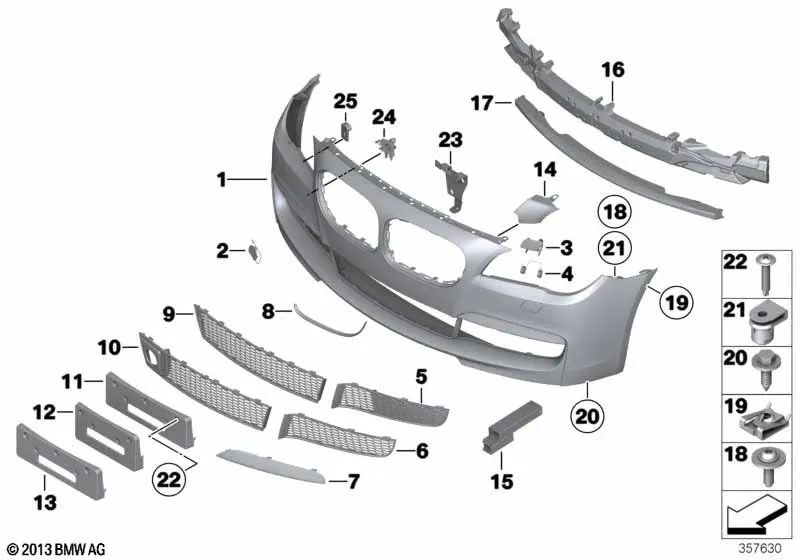 Moldura frontal izquierda para BMW Serie 7 F01, F01N, F02, F02N, F04 (OEM 51118099323). Original BMW.